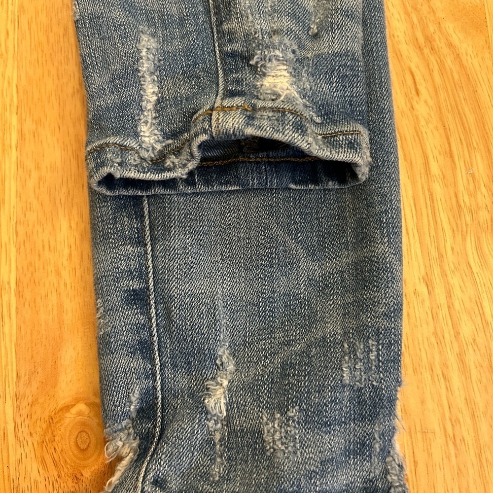 Madewell High Rise Skinny Blue Jeans Distressed Hem Edition With Rips - Picture 11 of 12